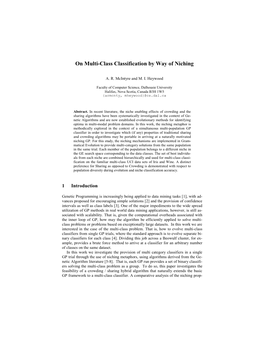 On Multi-Class Classification by Way of Niching