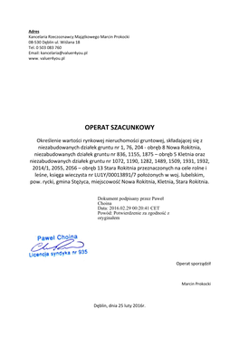 Operat Szacunkowy