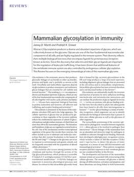 Mammalian Glycosylation in Immunity