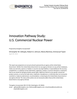 Innovation Pathway Study: U.S. Commercial Nuclear Power