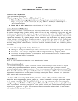 1 POLI 410 Political Parties and Ideology In