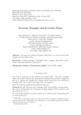 Leversha Triangles and Leversha Points