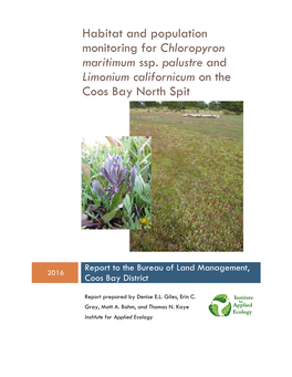 Habitat and Population Monitoring for Chloropyron Maritimum Ssp