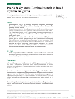 Pembrolizumab-Induced Myasthenia Gravis