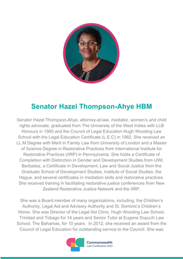 Senator Hazel Thompson-Ahye HBM