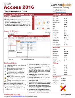 Access 2016 Quick Reference