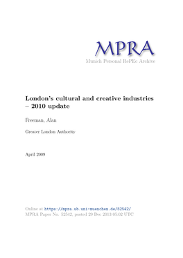 London's Cultural and Creative Industries