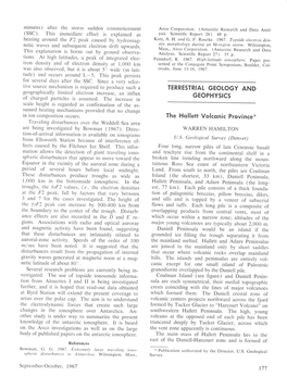 Hallett Volcanic Province� Traveling Disturbances Over the Weddell Sea Area Are Being Investigated by Bowman (1967)