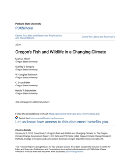 Oregon's Fish and Wildlife in a Changing Climate