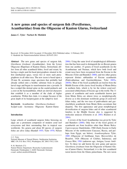 A New Genus and Species of Surgeon Fish (Perciformes, Acanthuridae