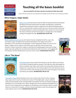 Touching All the Bases Booklist