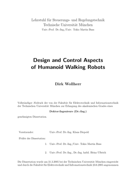Design and Control Aspects of Humanoid Walking Robots
