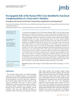 Pro-Apoptotic Role of the Human YPEL5 Gene Identified By