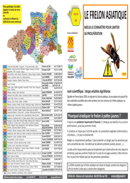 LE FRELON ASIATIQUE GDSA 66 De Votre Commune MIEUX LE CONNAÎTRE POUR LIMITER Ils Nous Sou� Ennent : SA PROLIFÉRATION