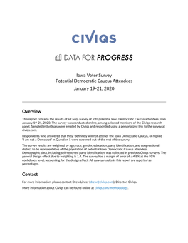 Iowa Voter Survey Potential Democratic Caucus Attendees January 19-21, 2020