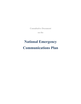 National Emergency Communications Plan