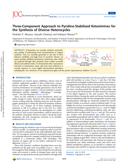 Three-Component Approach to Pyridine-Stabilized Ketenimines for the Synthesis of Diverse Heterocycles Nicholas P