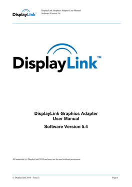 Displaylink Graphics Adapter User Manual Software Version 5.4