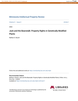 Jack and the Beanstalk: Property Rights in Genetically Modified Plants