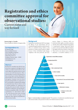 Registration and Ethics Committee Approval for Observational Studies: Current Status and Way Forward