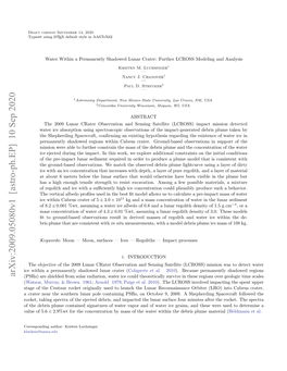 Water Within a Permanently Shadowed Lunar Crater: Further LCROSS Modeling and Analysis