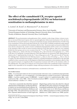 The Effect of the Cannabinoid CB Receptor Agonist