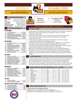 Loyola Ramblers @Ramblerwbball 2017-18 Game Notes