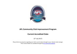 AFL Community Club Improvement Program Current Accredited Clubs