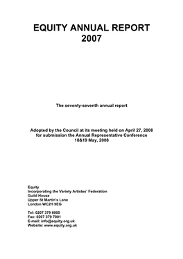 Equity Annual Report 2007