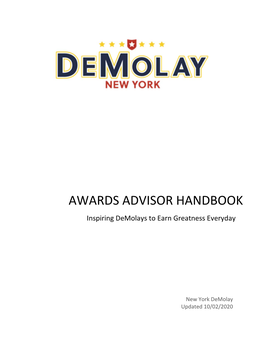 AWARDS ADVISOR HANDBOOK Inspiring Demolays to Earn Greatness Everyday