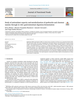 Study of Antioxidant Capacity and Metabolization of Quebracho and Chestnut Tannins Through in Vitro Gastrointestinal Digestion-Fermentation T