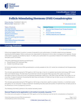 Follicle Stimulating Hormone (FSH) Gonadotropins