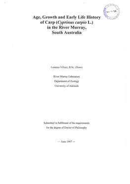 Age, Growth and Early Life History of Carp (Cyprinus Carpio L.) in The