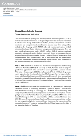 Nonequilibrium Molecular Dynamics Billy D