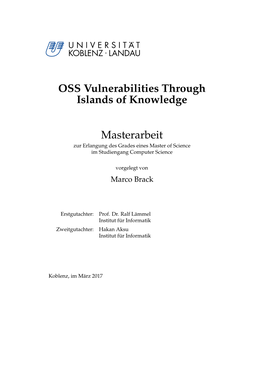 OSS Vulnerabilities Through Islands of Knowledge