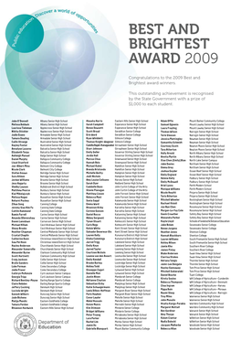 Best and Brightest Award 2009