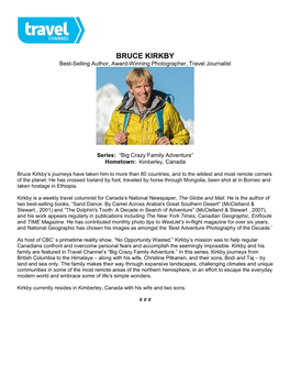 BRUCE KIRKBY Best-Selling Author, Award-Winning Photographer, Travel Journalist