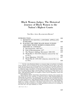 The Historical Journey of Black Women to the Nation's Highest Courts