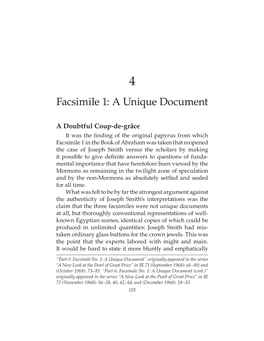 Facsimile 1: a Unique Document