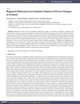 Regional Differences in Economic Impacts of Power Outages in Finland