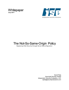 Whitepaper the Not-So-Same-Origin Policy