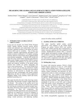 Measuring the Global Ocean Surface Circulation with Satellite and in Situ Observations