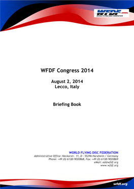 WFDF 2014 Congress Briefing Book Title