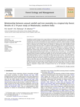 Relationship Between Annual Rainfall and Tree Mortality in a Tropical Dry Forest: Results of a 19-Year Study at Mudumalai, Southern India