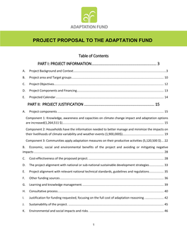 Project Proposal to the Adaptation Fund