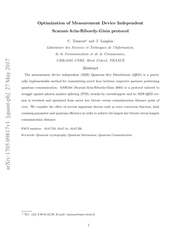 Optimization of Measurement Device Independent Scarani-Ac\{I} N