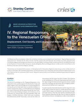 Regional Responses to the Venezuelan Crisis: Displacement, Civil Society, and Extraregional Actors