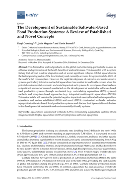 The Development of Sustainable Saltwater-Based Food Production Systems: a Review of Established and Novel Concepts