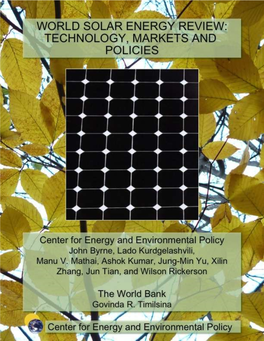 World Solar Energy Review: Technology, Markets and Policies