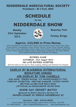 Schedule Nidderdale Show